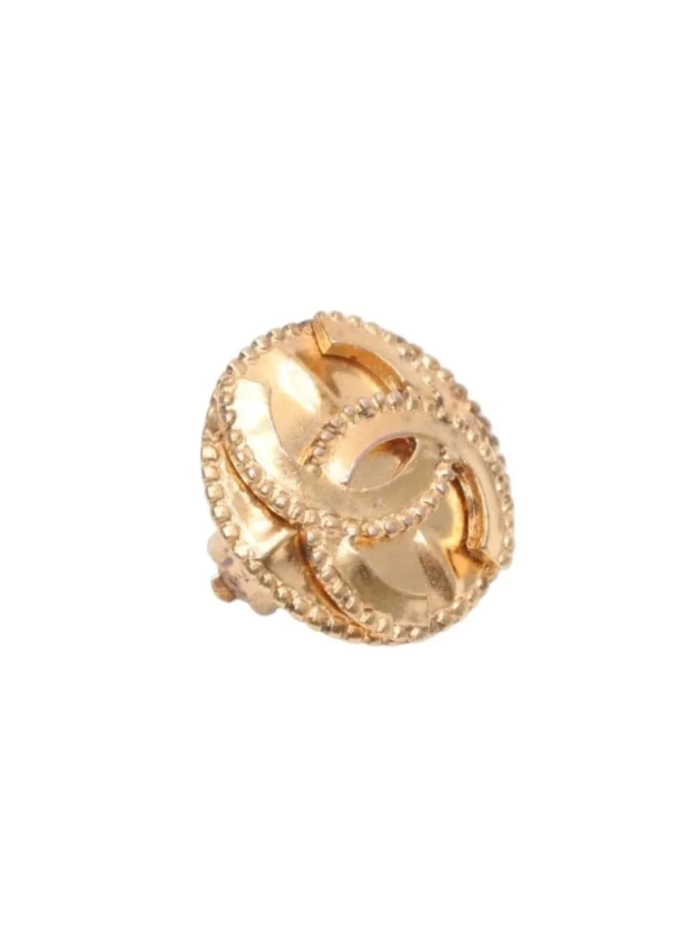 Chanel Vintage CC Logo Earrings 97 Metal Gold